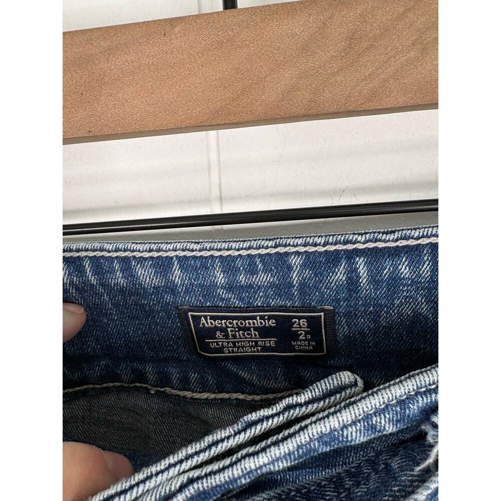 Abercrombie & Fitch High Rise Belted Straight Leg Jeans Size 2 Utility Paperbag - Picture 7 of 7